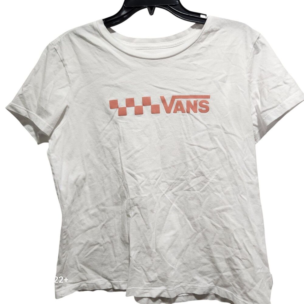 Vans Checkerboard Logo Tee‎ XL White Pink Skate Streetwear Casual Shirt